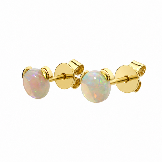 Australian Light Opal Earrings set in 9K Yellow Gold - Multicolour