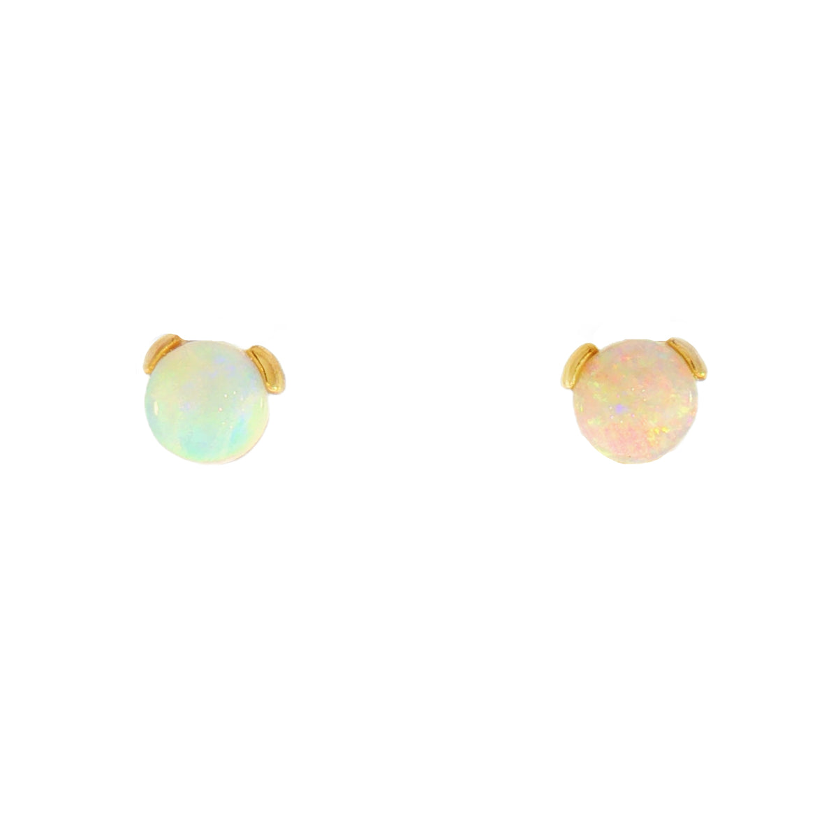 Australian Light Opal Earrings set in 9K Yellow Gold - Multicolour - Australian Opal Cutters and Pearl Divers