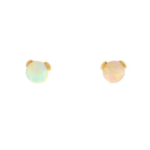 Australian Light Opal Earrings set in 9K Yellow Gold - Multicolour - Australian Opal Cutters and Pearl Divers
