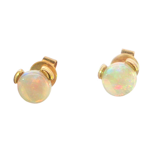 Australian Light Opal Earrings set in 9K Yellow Gold - Multicolour