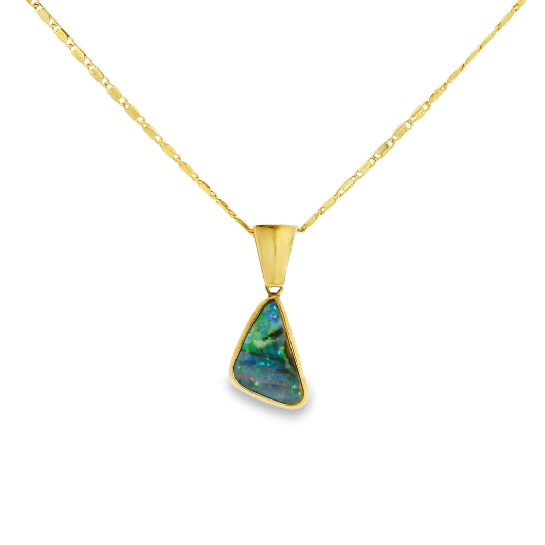 Australian Opal Boulder Pendant set in 14K Yellow Gold