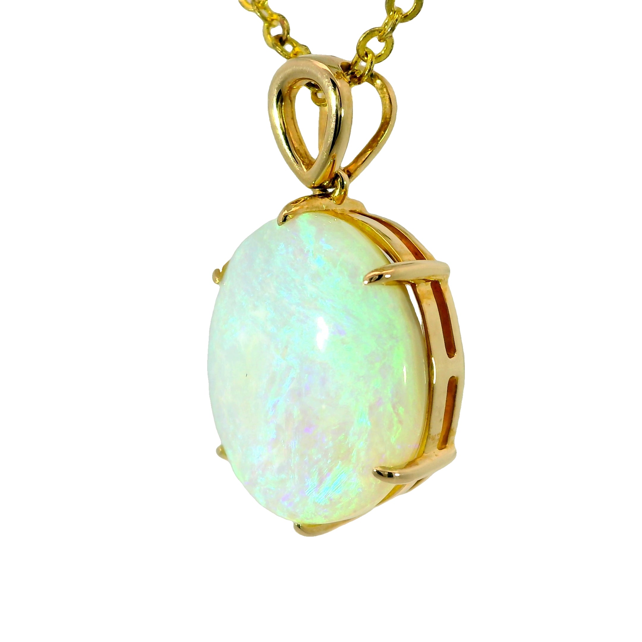 Black Opal Pendant in 14K Yellow Gold - Green-Blue