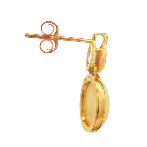 Australian Light Opal Earrings Set in 14K Yellow Gold - Multicolour