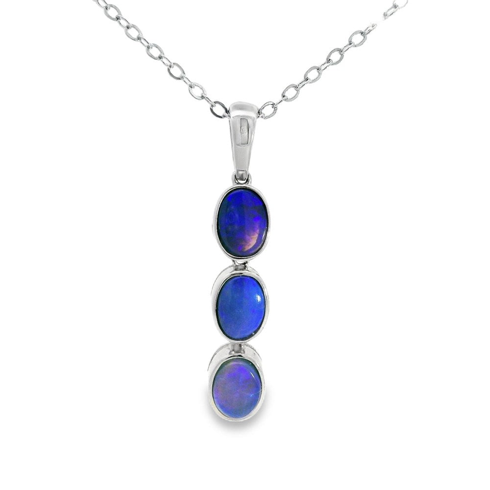 Australian Opal Black Pendant Set in 925 Sterling Silver