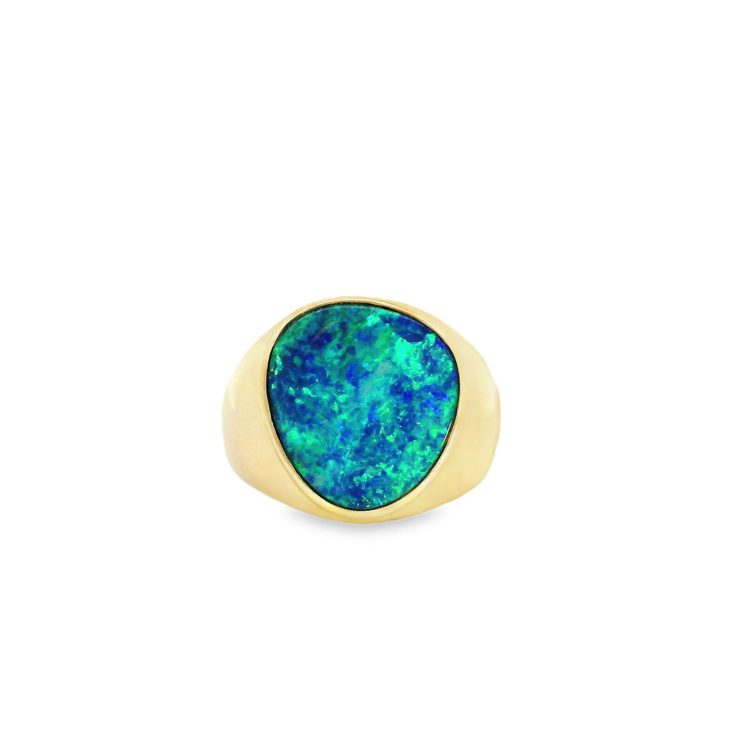 Australian Opal Doublet Ring set in 14K Yellow Gold