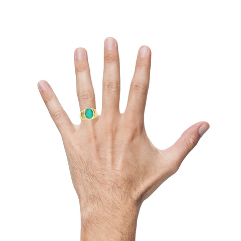 Doublet Opal Men's Ring in 14K Yellow Gold - Multicolour