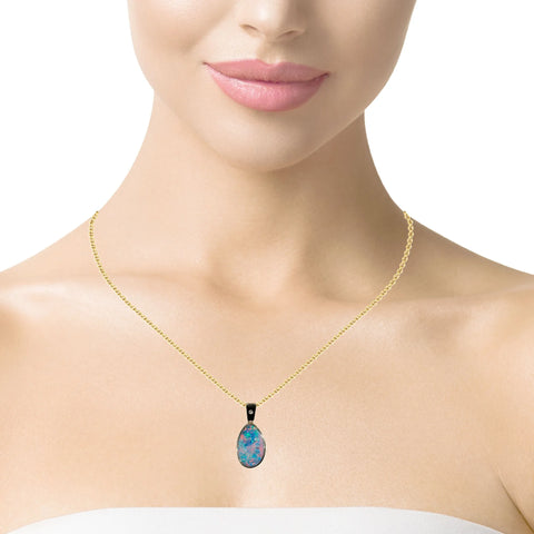 Doublet Opal Pendant in 14K Yellow Gold - Multicolour