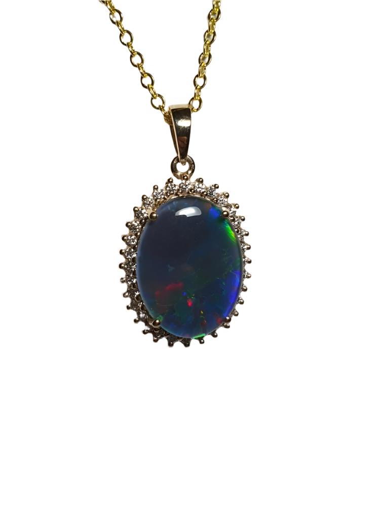 Australian Opal Triplet Pendant set in 14K Yellow Gold