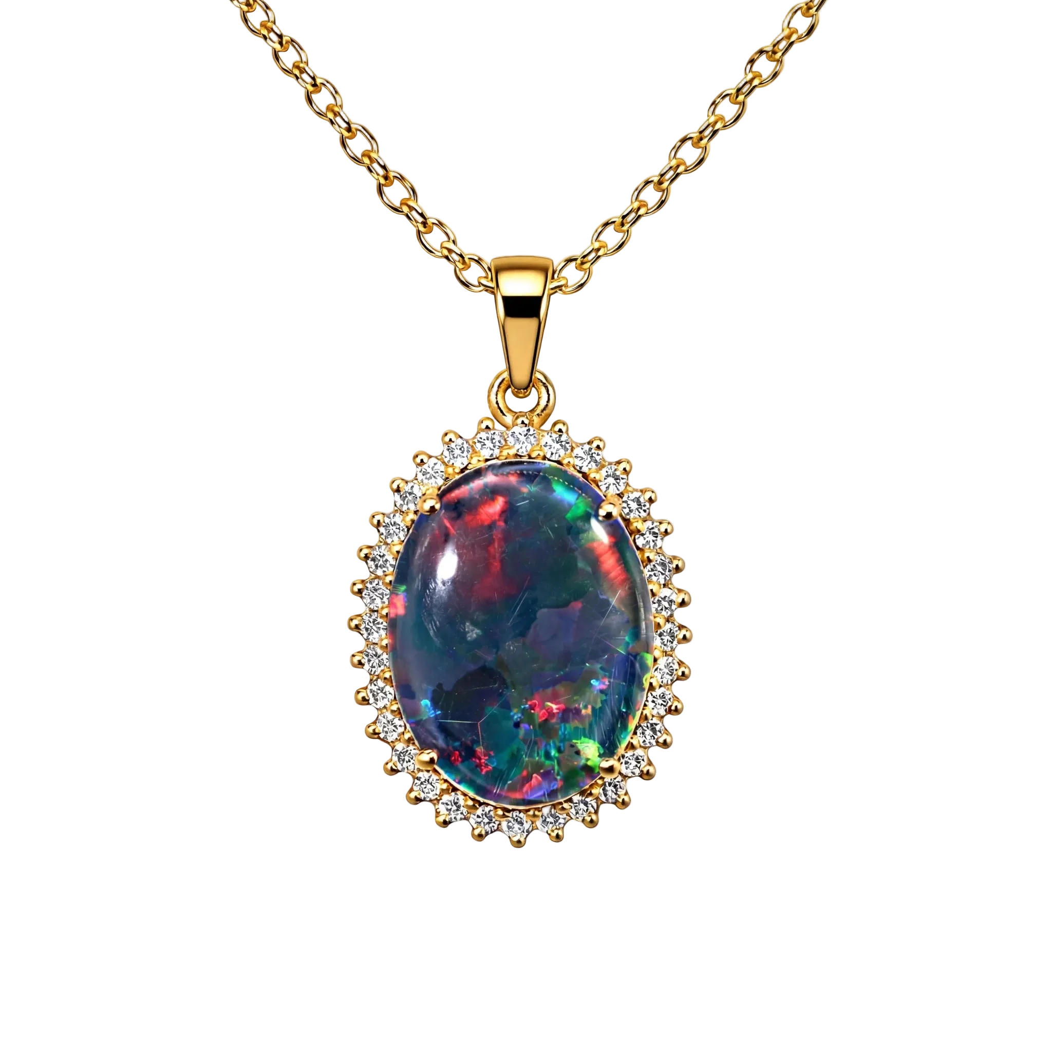 Triplet Opal Pendant in 14K Yellow Gold - Multicolour - Australian Opal Cutters and Pearl Divers