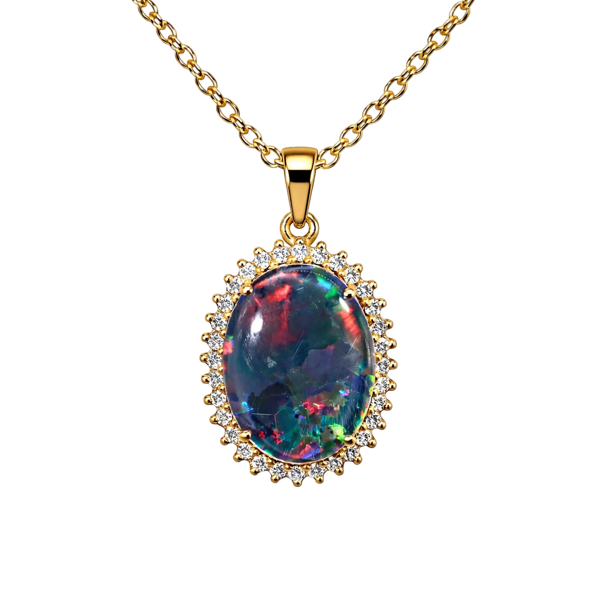Triplet Opal Pendant in 14K Yellow Gold - Multicolour - Australian Opal Cutters and Pearl Divers