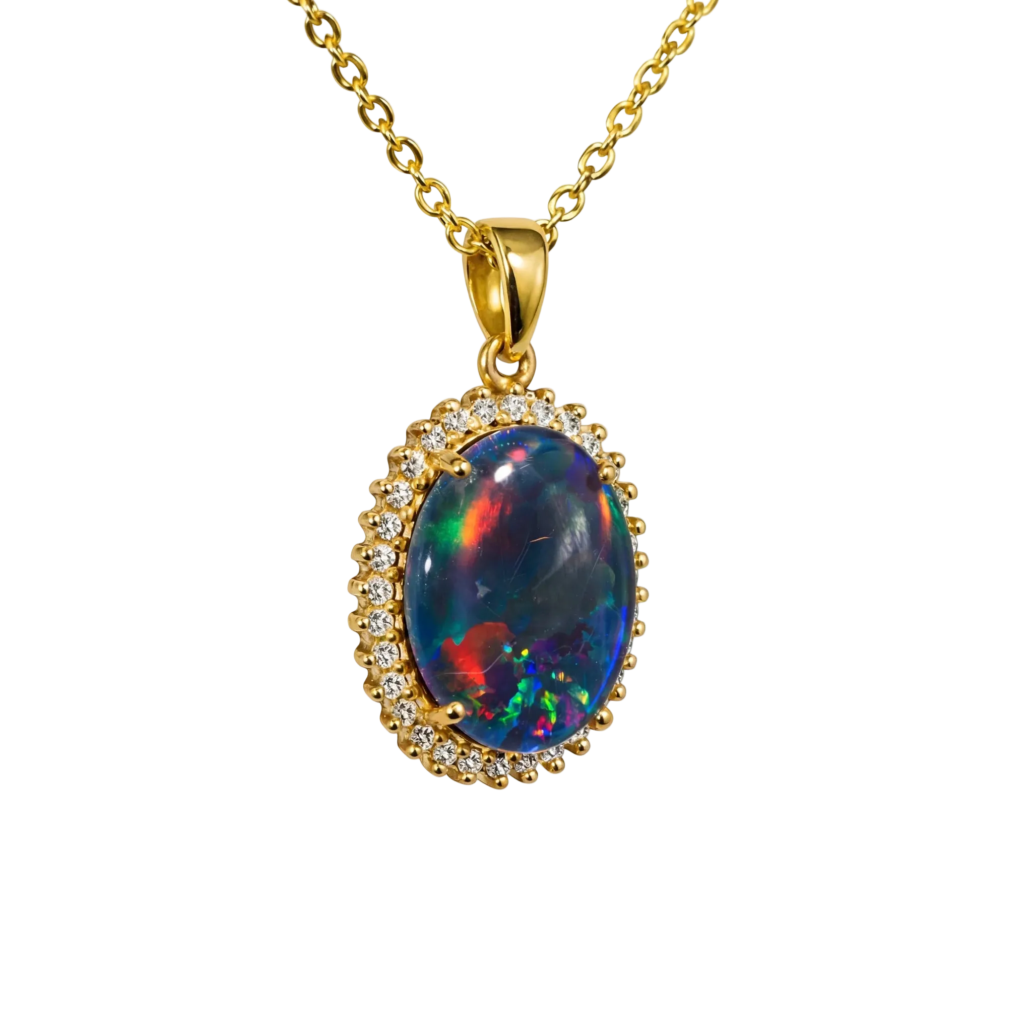 Triplet Opal Pendant in 14K Yellow Gold - Multicolour - Australian Opal Cutters and Pearl Divers