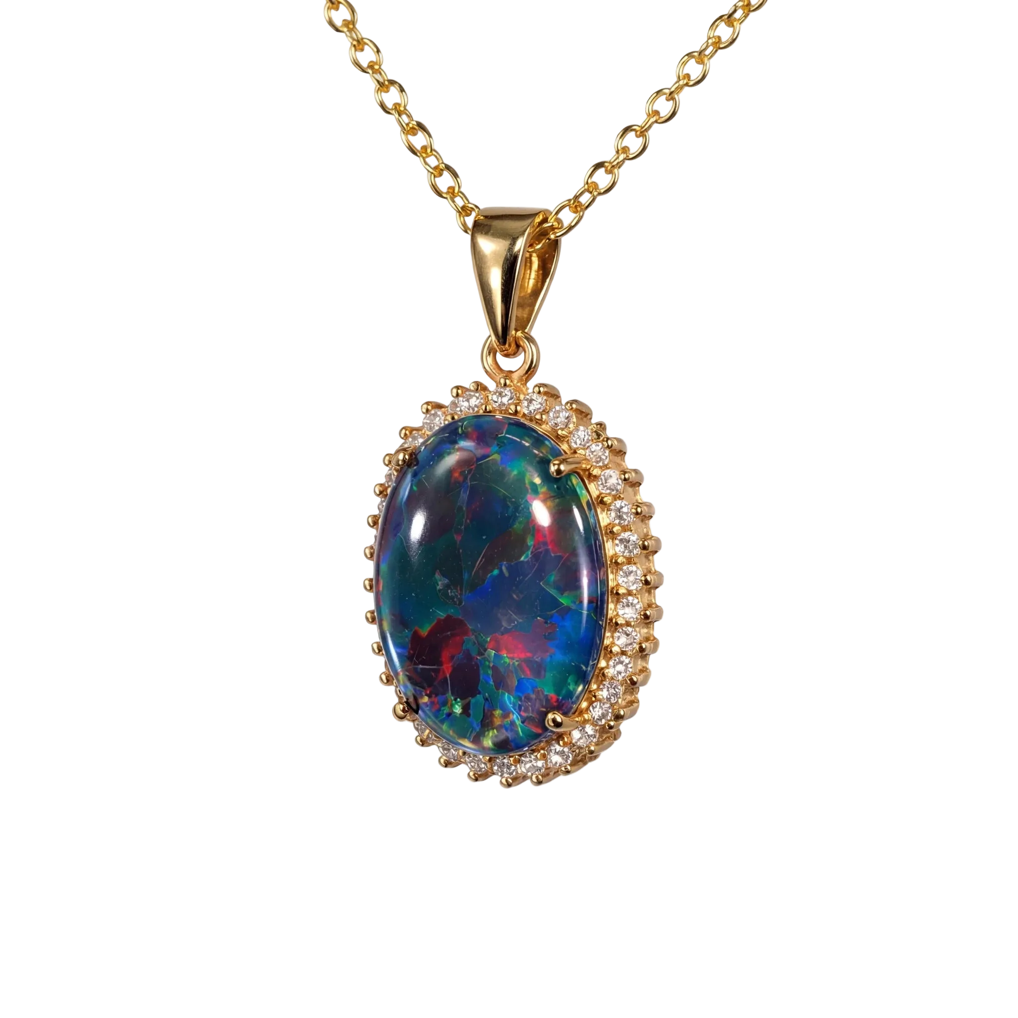 Triplet Opal Pendant in 14K Yellow Gold - Multicolour - Australian Opal Cutters and Pearl Divers