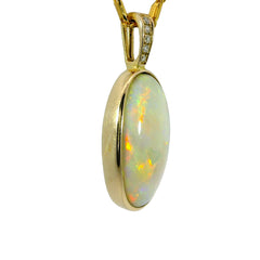Light Opal Pendant in 14K Yellow Gold - Multicolour