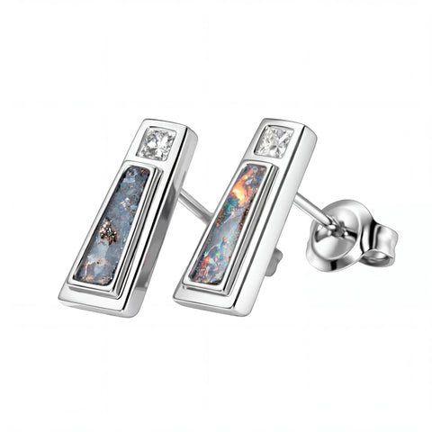 Boulder Opal Earrings in 14K White Gold - Multicolour