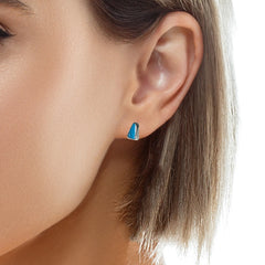 Boulder Opal Earrings in 925 Sterling Silver - Green-Blue