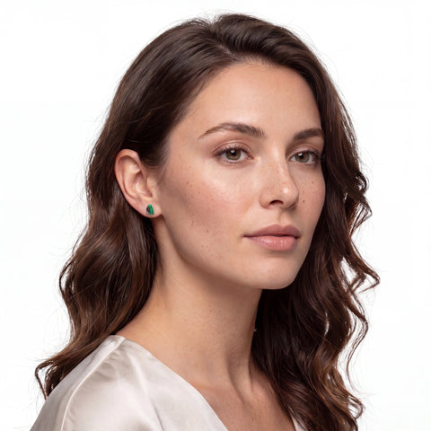 Boulder Opal Earrings in 14K White Gold - Green-Blue - Australian Opal Cutters and Pearl Divers