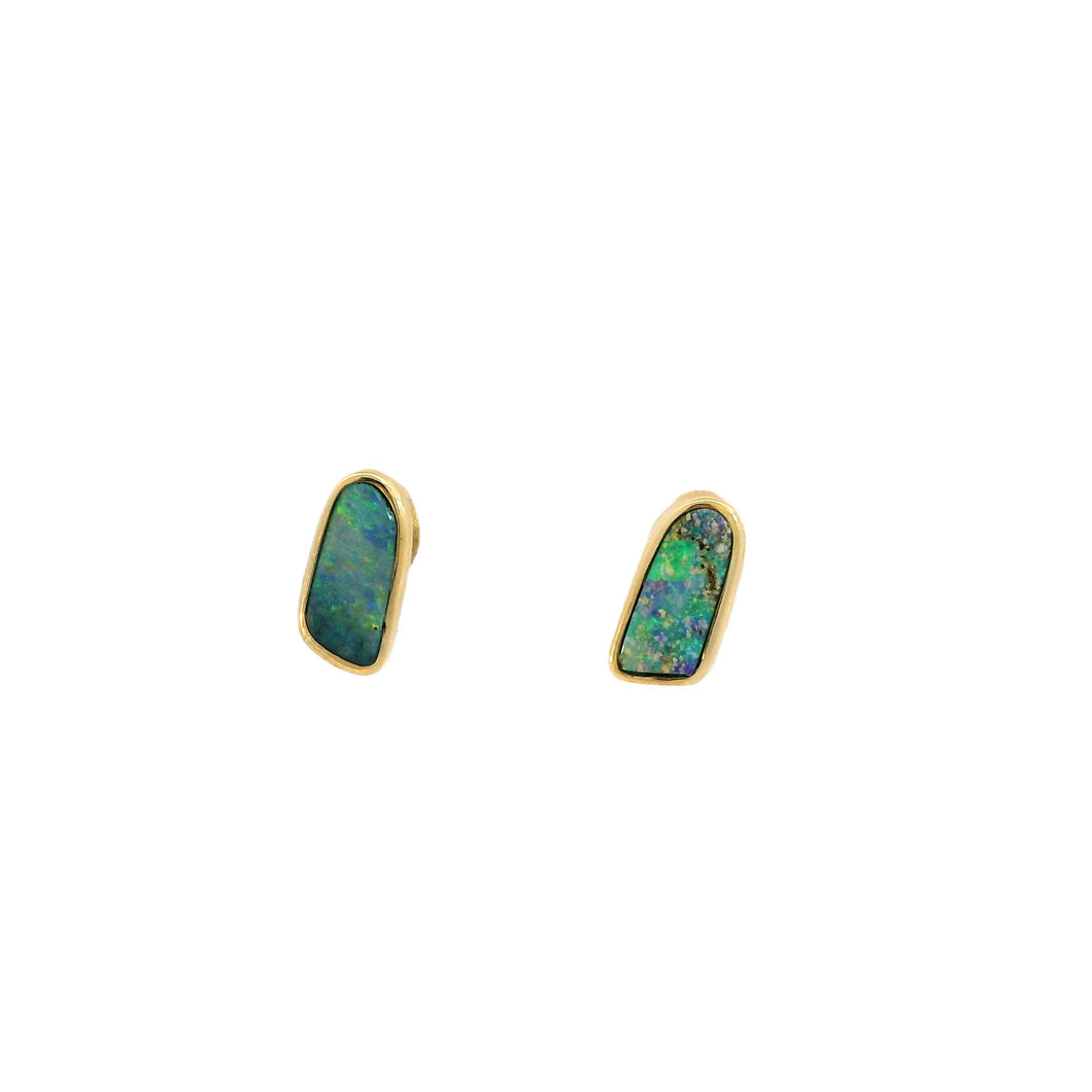 Australian Opal Boulder Earrings set in 14K Yellow Gold