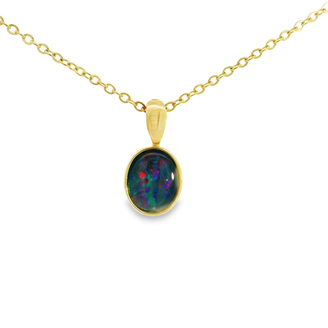 Australian Opal Triplet Pendant set in 14K Yellow Gold