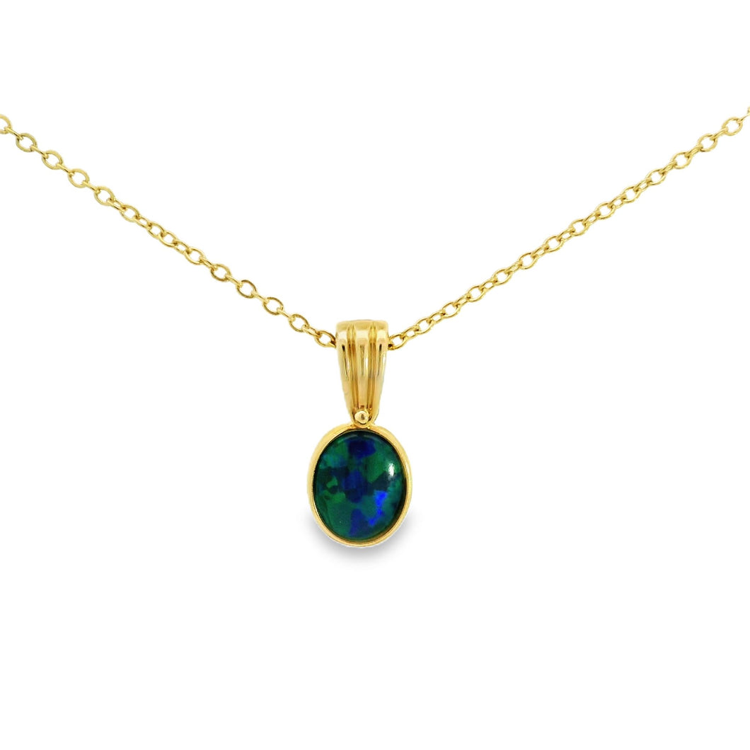 Australian Opal Triplet Pendant set in 14K Yellow Gold