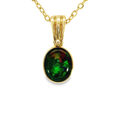Triplet Opal Pendant in 14K Yellow Gold - Multicolour