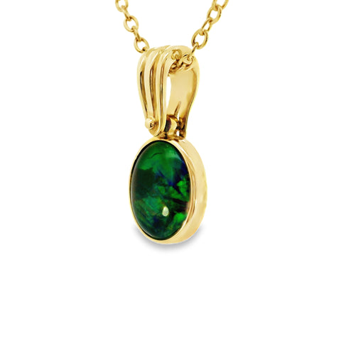 Triplet Opal Pendant in 14K Yellow Gold - Multicolour