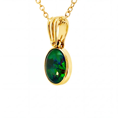 Triplet Opal Pendant in 14K Yellow Gold - Multicolour - Australian Opal Cutters and Pearl Divers