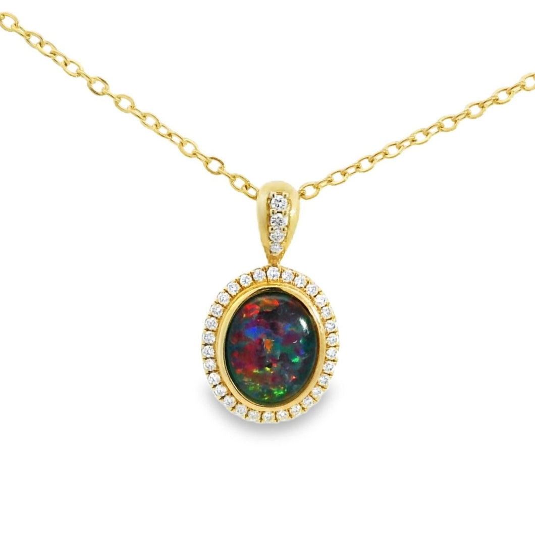 Australian Opal Triplet Pendant set in 14K Yellow Gold