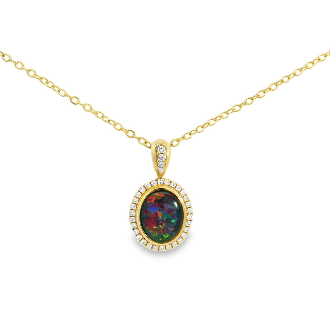 Australian Opal Triplet Pendant set in 14K Yellow Gold