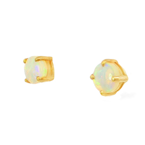 Australian Light Opal Earrings in 14K Yellow Gold - Multicolour