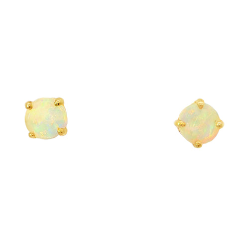 Australian Light Opal Earrings in 14K Yellow Gold - Multicolour