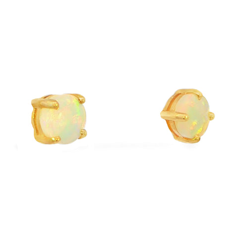 Australian Light Opal Earrings in 14K Yellow Gold - Multicolour