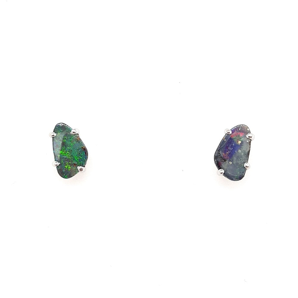 Australian Natural Boulder Opal Earrings set in 925 Sterling Silver