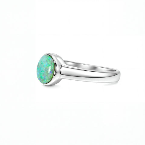 Dark Opal Ring In 925 Sterling Silver - Multicolour - Australian Opal Cutters and Pearl Divers