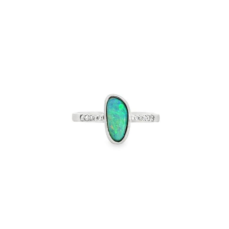 Australian Opal Black Ring set in Sterling Silver