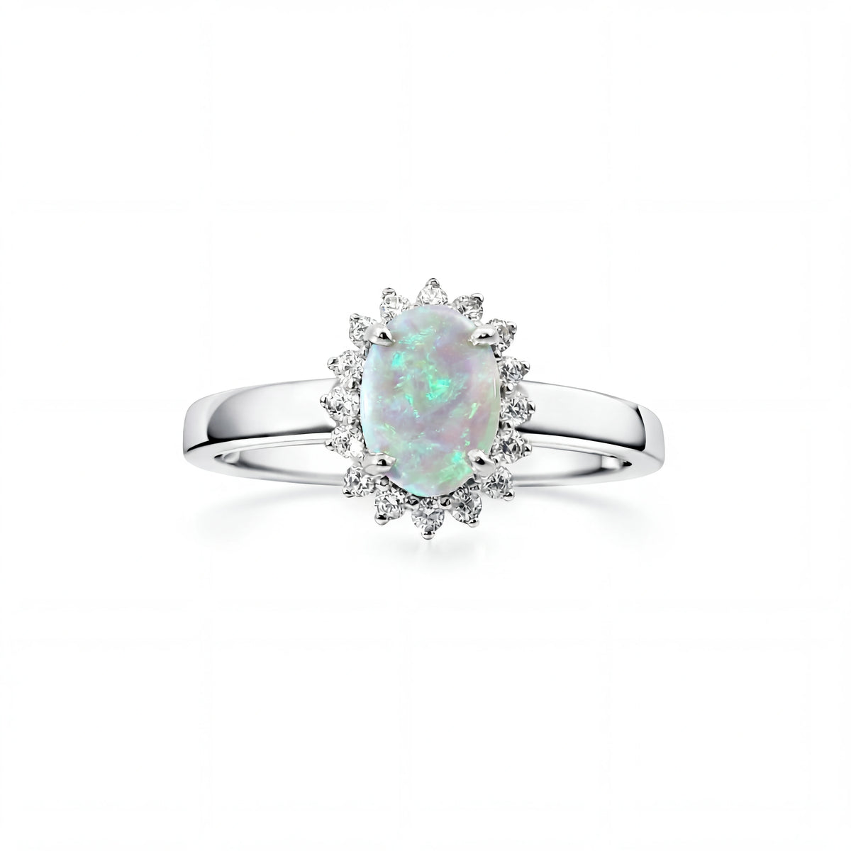 Dark Opal Ring In 925 Sterling Silver - Green-Blue