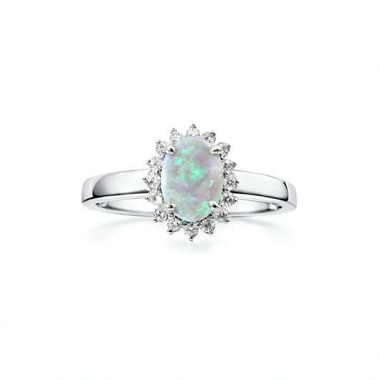 Dark Opal Ring In 925 Sterling Silver - Green-Blue