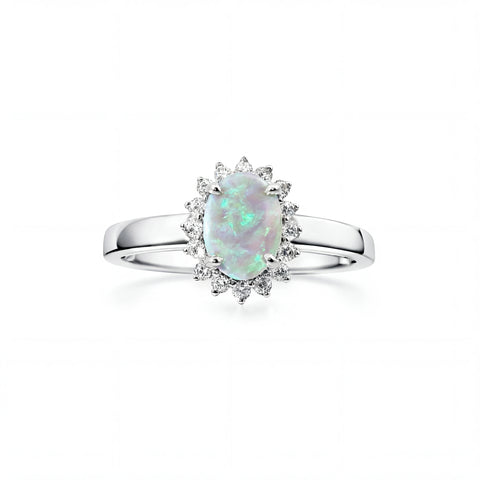 Dark Opal Ring In 925 Sterling Silver - Green-Blue