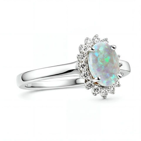 Dark Opal Ring In 925 Sterling Silver - Green-Blue