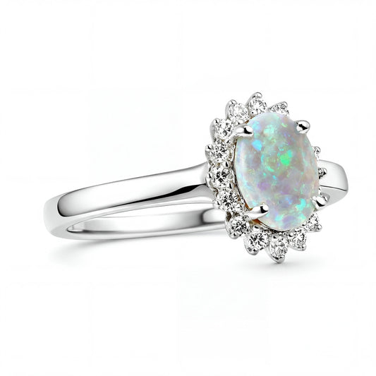 Dark Opal Ring In 925 Sterling Silver - Green-Blue - Australian Opal Cutters and Pearl Divers