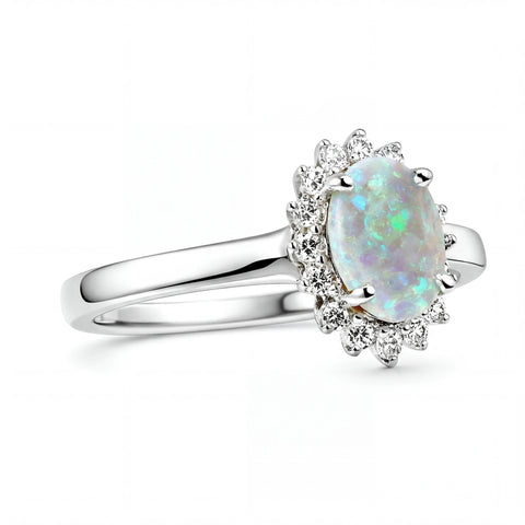 Dark Opal Ring In 925 Sterling Silver - Green-Blue - Australian Opal Cutters and Pearl Divers