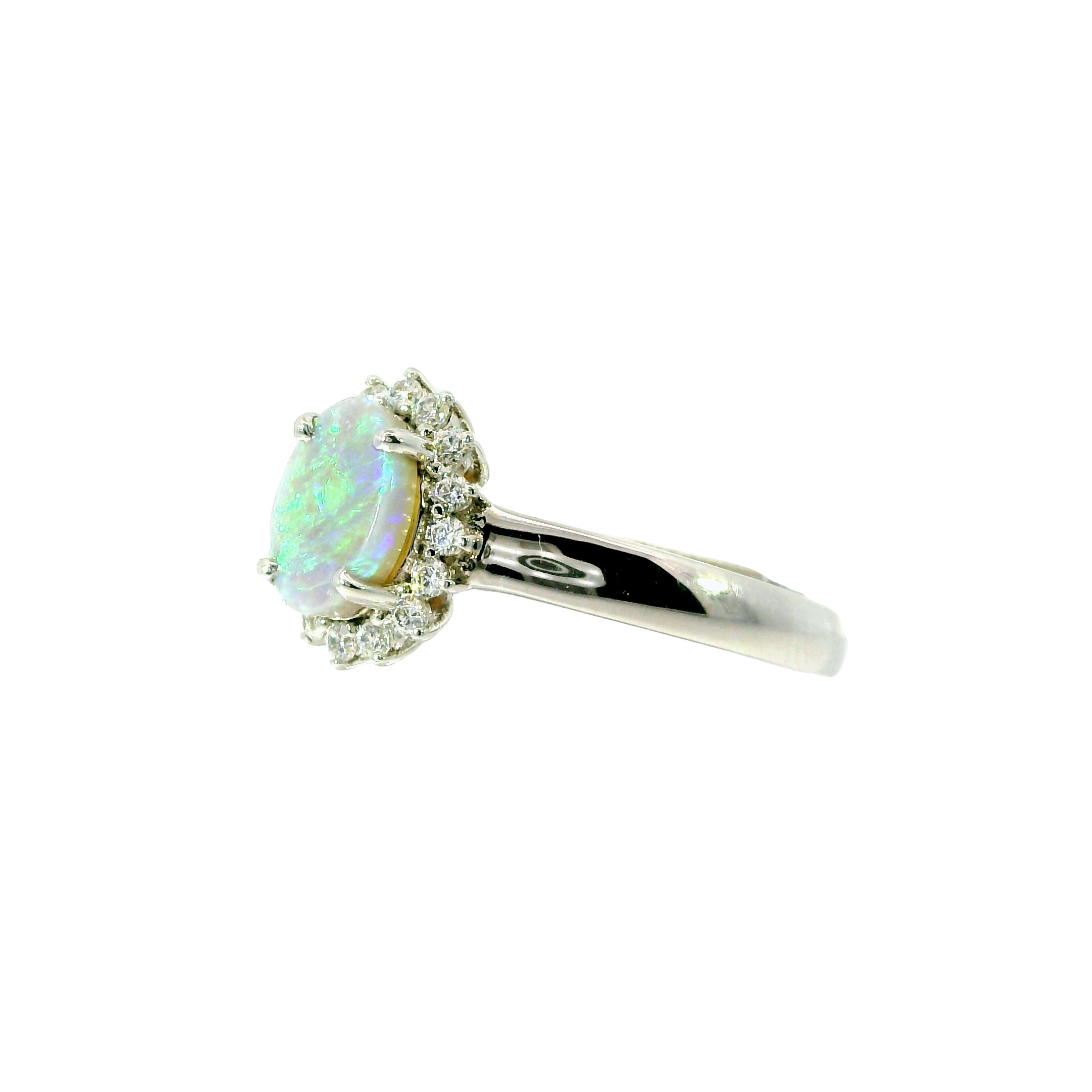 Black Opal Ring in 925 Sterling Silver - Green-Blue