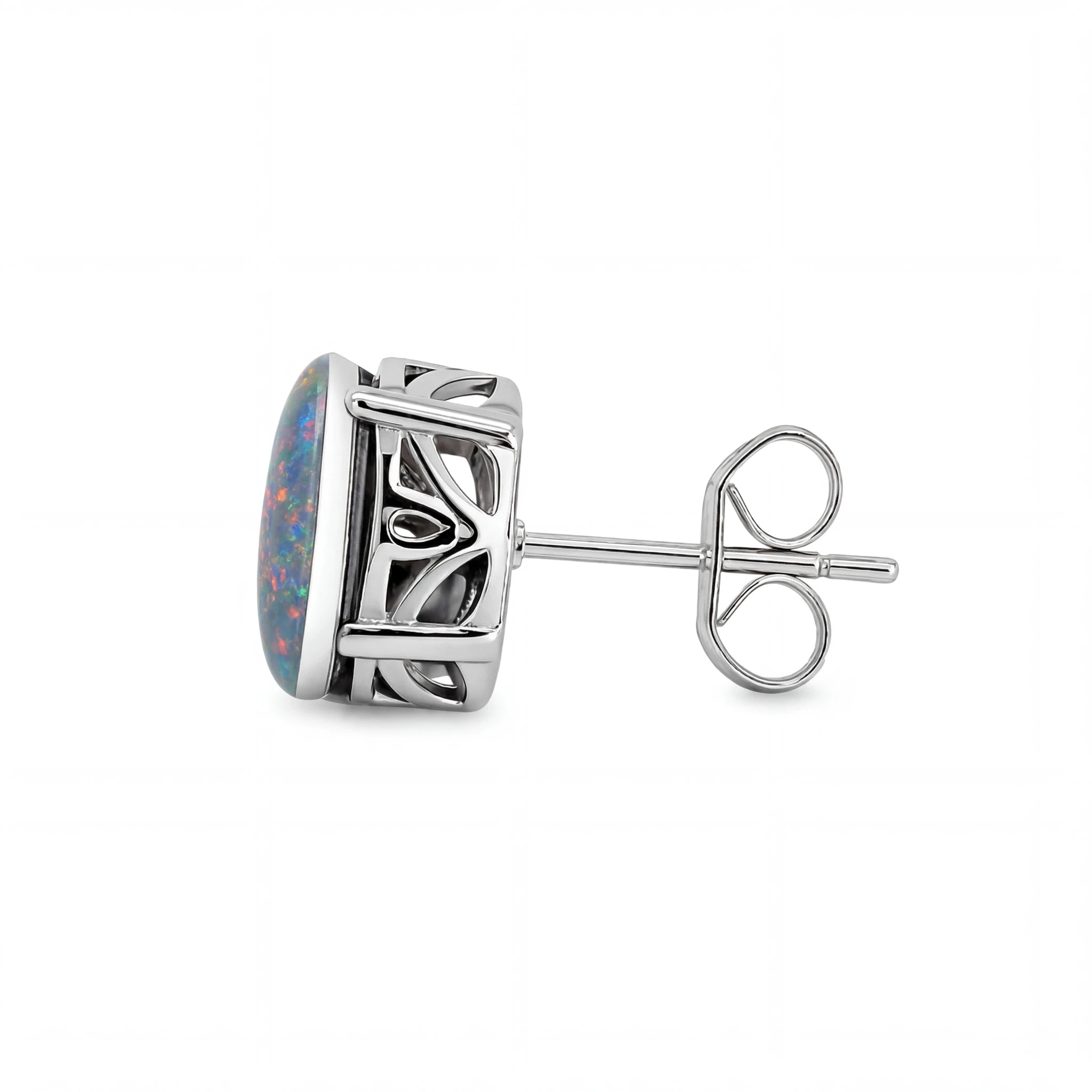 Triplet Opal Earrings in Stainless Steel - Multicolour - Australian Opal Cutters and Pearl Divers