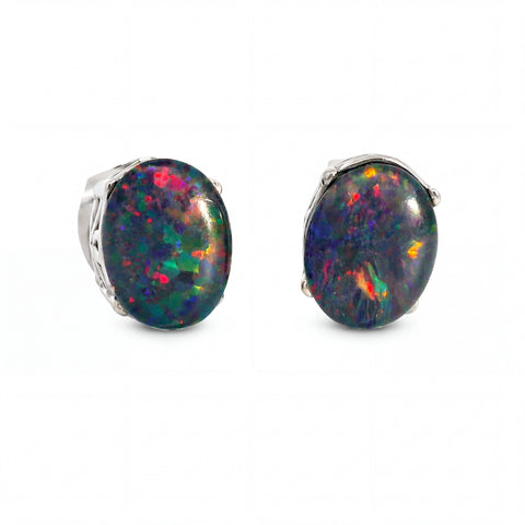 Triplet Opal Earrings in Stainless Steel - Multicolour