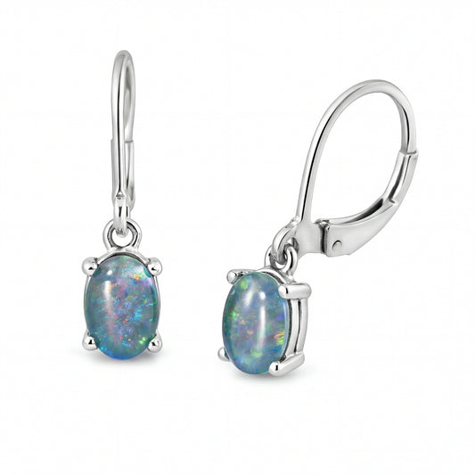 Triplet Opal Earrings in Stainless Steel - Multicolour - Australian Opal Cutters and Pearl Divers