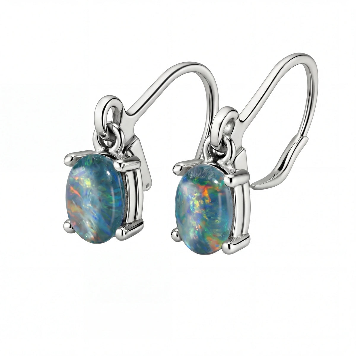 Triplet Opal Earrings in Stainless Steel - Multicolour - Australian Opal Cutters and Pearl Divers
