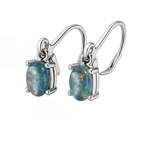Triplet Opal Earrings in Stainless Steel - Multicolour