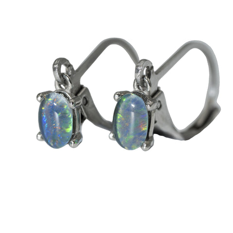 Triplet Opal Earrings in Stainless Steel - Green-Blue