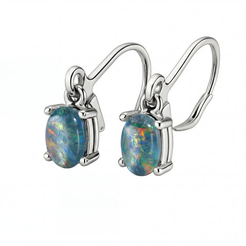 Triplet Opal Earrings in Stainless Steel - Multicolour - Australian Opal Cutters and Pearl Divers