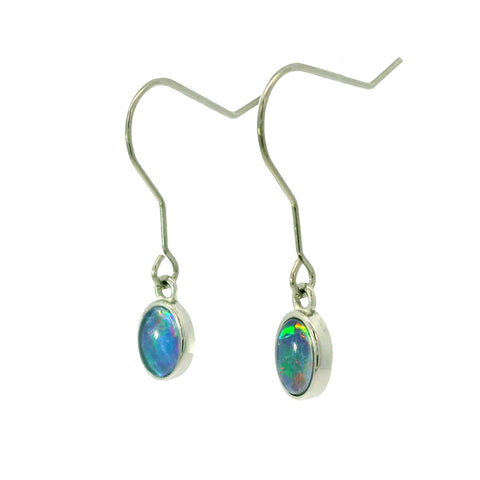 Triplet Opal Earrings set in Stainless Steel - Multicolour