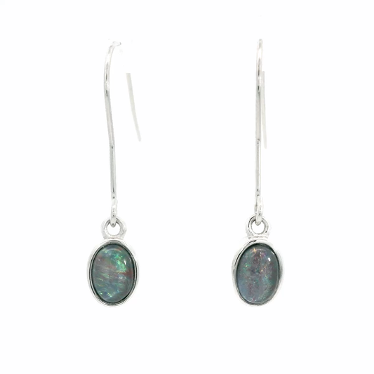Triplet Opal Earrings set in 925 Sterling Silver